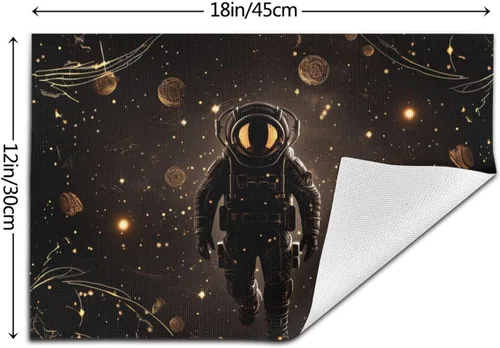 Miniatura 2 de 6 PCS PVC Placemats Set Place Mats Black Gold Space Non-Slip Weave Place Mats 12" x 18" Farmhouse Table Mat Set for Family Dinners Wedding Parties
