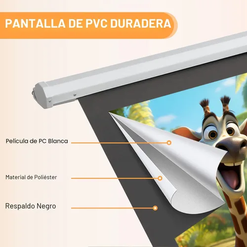 Miniatura 3 de YODOLLA Pantalla de Proyector Motorizada de 72", 16:9, 4K HD Desplegable Retráctil, Pantallas de Proyección Eléctricas Automáticas de Pared y Techo