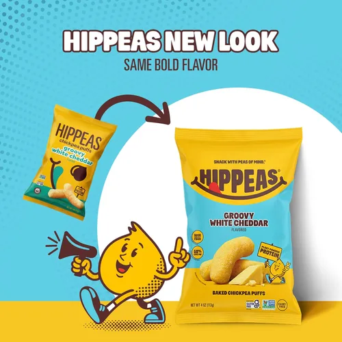 Miniatura 3 de HIPPEAS Chickpea Puffs, Groovy White Cheddar, aperitivos sin gluten, sin lácteos, vegano, 4 onzas, paquete de 6, 0.11 onzas de proteína, 0.11 onzas
