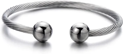 Miniatura 9 de Pulsera de acero inoxidable trenzada COOLSTEELANDBEYOND elástica ajustable para hombre y mujer