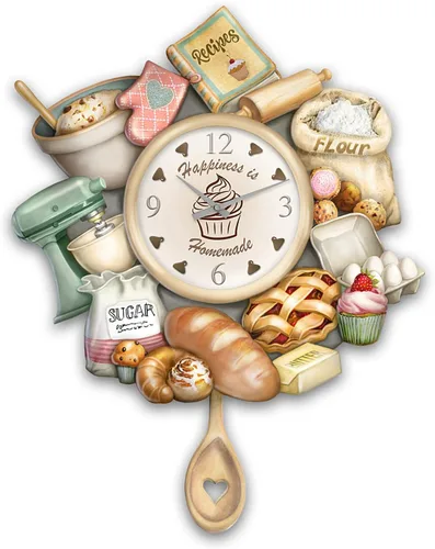 The Bradford Exchange Reloj de pared de cocina casero de felicidad, dedicado a la alegría pura de hornear deliciosas golosinas (marrón)
