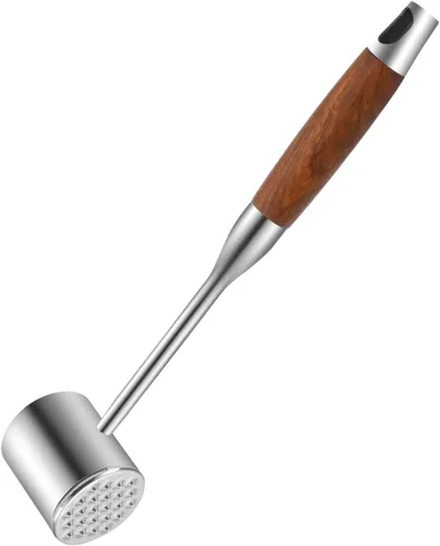 Miniatura 12 de Mazo de martillo ablandador de carne con mango de goma de agarre cómodo, golpeador de carne de doble cara para ablandar carne, carne de res, pollo