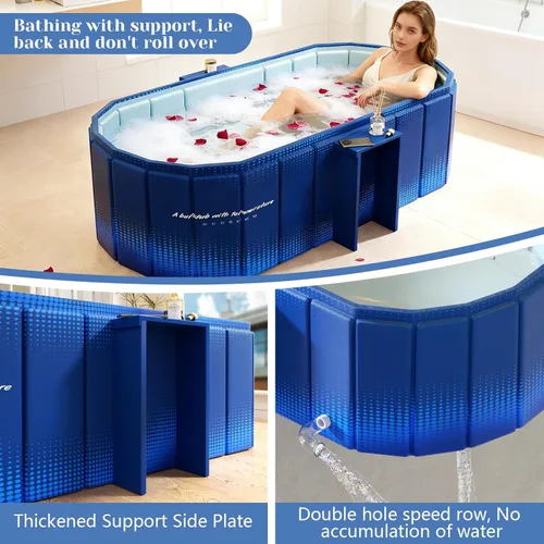 Miniatura 4 de jessie Bañera portátil de 47 pulgadas, bañera de hielo plegable para adultos, baño caliente para remojar en frío, bañera independiente