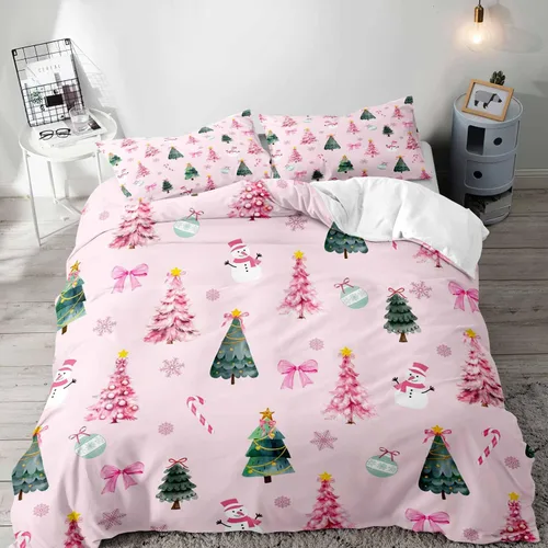 Miniatura 17 de LUVIVIHOME Juego de 3 Piezas de Funda de Edredón de Navidad Tamaño Queen, Juegos de Ropa de Cama, Funda de Edredón a Cuadros Búfalo Negro y Rojo
