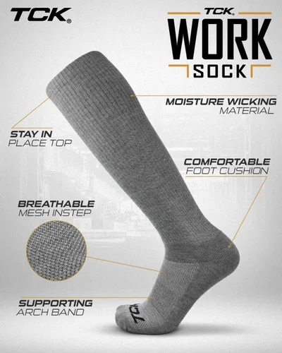 Miniatura 2 de Calcetines de trabajo por encima de la pantorrilla para hombres y mujeres 9-11, 10-13, 13-15, absorben la humedad, calcetines altos acolchados hasta