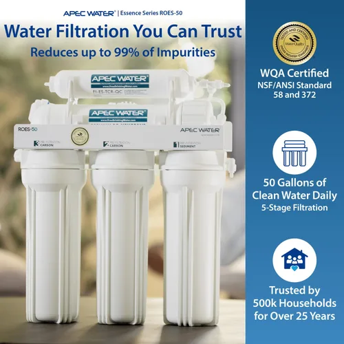 Miniatura 2 de APEC Water Systems ROES-50 Essence Series - Sistema de filtración de agua potable de ósmosis inversa de 5 etapas con certificación WQA, muy seguro