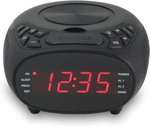 Miniatura 4 de GPX Radio despertador doble CD, carga superior, FM, negro (CC318B)