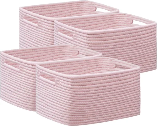 Miniatura 24 de UBBCARE Paquete de 2 cestas de almacenamiento para organizar, cestas de estante con asas, cestas de almacenamiento tejidas para estantería/estante