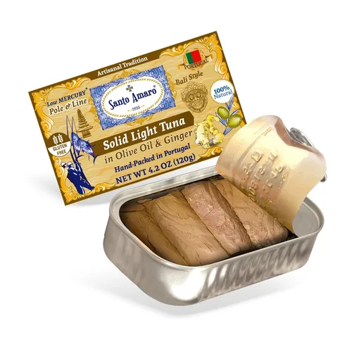 Miniatura 10 de Santo Amaro - Filetes artesanales de atún silvestre en aceite de oliva y orégano, atún capturado con caña y línea de Portugal, atún enlatado al