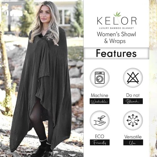 Miniatura 51 de K E L O R Luxury Cooling Travel Blanket - Stretchy, Lightweight Soft & Breathable Shawl Wraps for Women