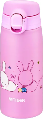 TIGER MCT-A035P Tiger Water Bottle, 11.8 fl oz (350 ml), Kameichido Mug, Stainless Steel Bottle, One-touch, Lightweight, Rabbit