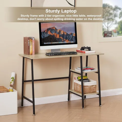 Miniatura 3 de VECELO Escritorio para computadora de oficina en casa de 43 pulgadas, escritorio moderno y simple con almacenamiento para dormitorio, mesa simple