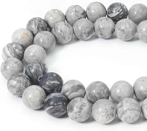 Miniatura 28 de 60 cuentas de 15⁄64 pulgadas (6 mm) de piedra natural de jade verde birmano con cuentas de piedra preciosa de jade para sanación de energía. Cuentas