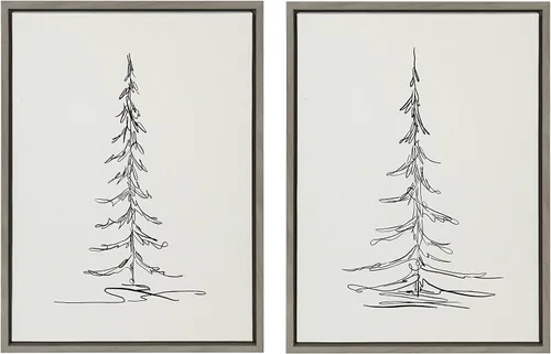 Miniatura 7 de Kate and Laurel Sylvie Minimalist Evergreen Trees - Juego de lienzo enmarcado por The Creative Bunch Studio, 2 piezas de 18 x 24 pulgadas, marrón, 2