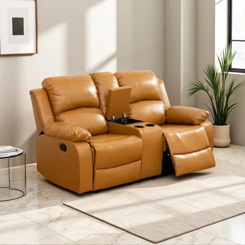Miniatura 22 de Juego de sala de Estar reclinable de 3 piezas, juego de sofá reclinable Manual para conjunto de muebles de sala de Estar, con consola de Gris oscuro