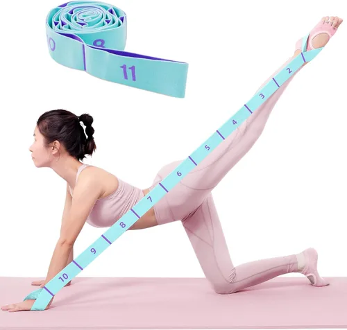 Banda elástica de 11 bucles - Correa de estiramiento para yoga, pilates, ballet y fisioterapia para flexibilidad, estiramiento de piernas y 11