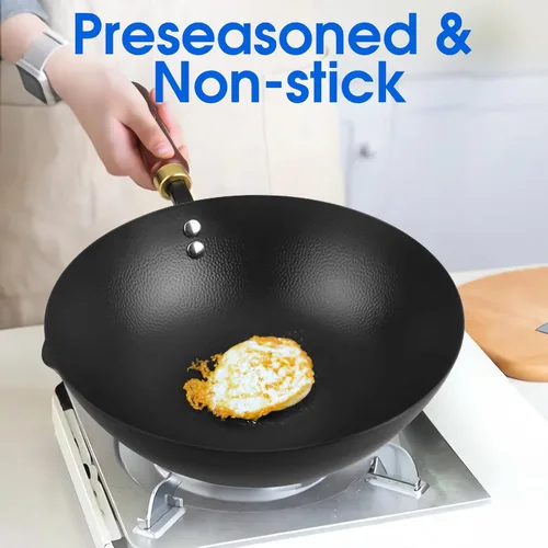 Miniatura 6 de Souped Up Recipes Wok de acero al carbono de 10 pulgadas para estufas eléctricas, de inducción y de gas (tapa y video de guía de usuario incluido)