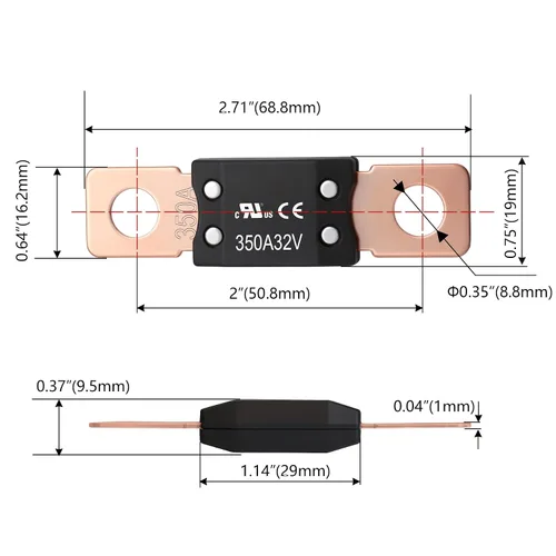 Miniatura 5 de Fusible MEGA/AMG 350A, componente reconocido por UL, montaje de perno de alta corriente automotriz de 350 amperios para automóviles, remolques
