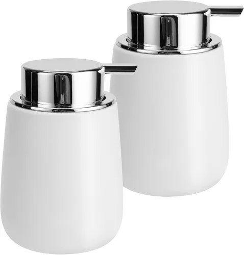 Dispensador de jabón líquido de cerámica con bomba fácil de prensar, dispensador de líquido de mano para champú, baño, cocina, 12 onzas, 2 unidades