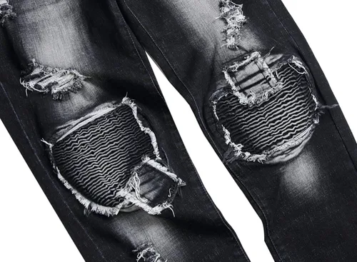 Miniatura 5 de DANT BULUN Jeans de motociclista para hombre, rasgados, ajustados, rectos y con cremallera Deco