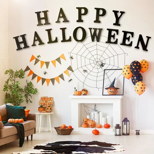 Miniatura 5 de AOCEAN Letras de madera negra de 10 pulgadas, letras de madera sin terminar para Halloween, letras decorativas de pie en rodajas, decoración