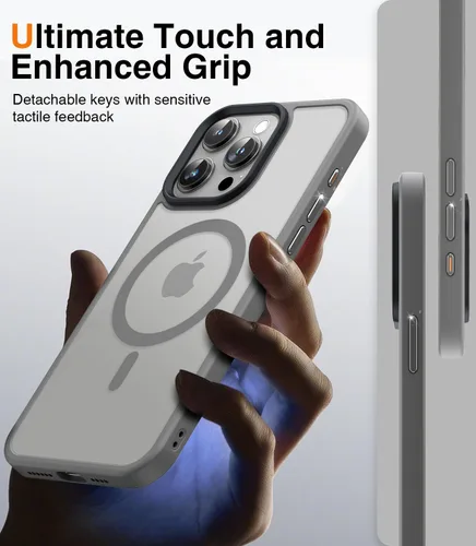 Miniatura 6 de Meifigno Magic Mag Series - Funda diseñada para iPhone 15 Pro, protección de grado militar y compatible con MagSafe, parte trasera mate translúcida