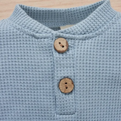 Miniatura 2 de Conjunto de 2 piezas acanalado de manga larga para bebé recién nacido, para otoño e invierno, conjunto de 2 piezas