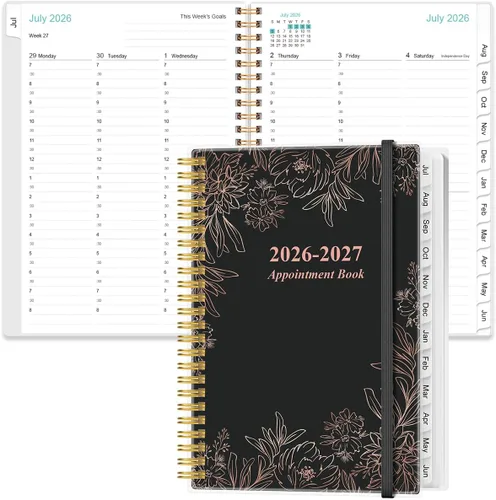 Miniatura 11 de Agenda diaria por hora 2026-2027 de julio de 2026 a junio de 2027, 12 pestañas mensuales, bolsillo interior, 6.4 x 8.5 pulgadas, color negro