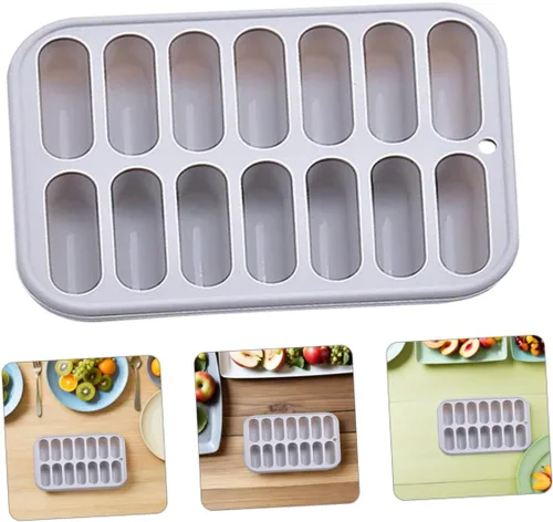 Miniatura 7 de DOITOOL Bandeja de silicona para cubitos de hielo de 7.67 x 5.51 x 1.10 pulgadas, molde cilíndrico de hielo multiusos para molde de salchichas