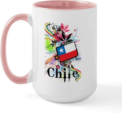 Miniatura 16 de CafePress Taza de café de cerámica extra grande de 15 oz (15.0 fl oz) con bandera de Chile