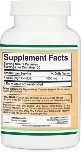 Miniatura 3 de Cápsulas de inositol (mio inositol) 1000 mg de apoyo para la salud de las mujeres (60 unidades) (sin rellenos, seguro para veganos, sin gluten)