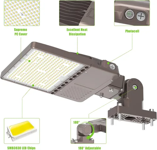 Miniatura 6 de Luz de estacionamiento LED de 150 W con fotocélula UL Listado 22500LM comercial LED Shoebox Pole Lights Brazo Mount Luces de inundación