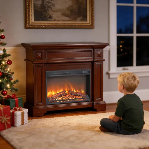 Miniatura 2 de Inserto de chimenea eléctrica de 26 pulgadas, brillo ajustable de 4 llamas, calentador de chimenea con control remoto, temporizador de 8 horas