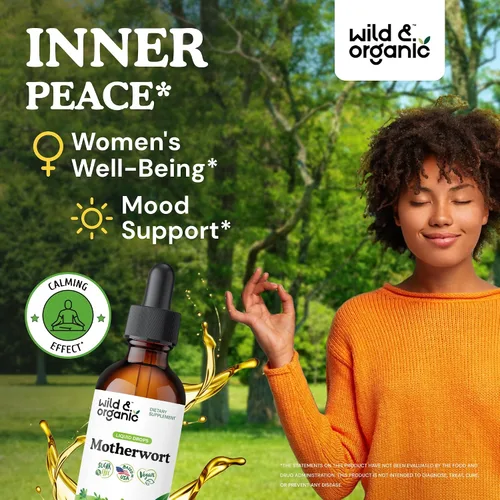 Miniatura 2 de Wild & Organic Motherwort Tintura - Buen estado de ánimo, calma, apoyo de la mujer - Gotas de extracto de hierba Motherwort - Suplemento vegano, sin