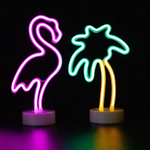 Miniatura 9 de Luz de neón con base de neón, luces de noche, decoración de pared, decoración del hogar, luz led Flamenco+cocotero