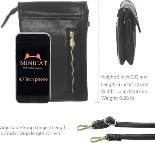 Miniatura 5 de MINICAT - Bolso cruzado para mujer, pequeño, bolsillos espaciosos, para celular, bolsa de mano para mujer