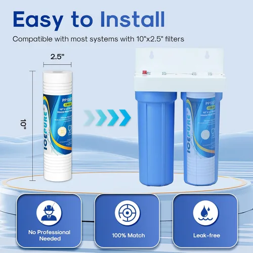 Miniatura 2 de ICEPURE Cartucho de filtro de agua ranurado para sedimentos para toda la casa, de 10 x 2.5 pulgadas, para AO-WH-PREV-R2, AP110, AB-SGR5M, GXWH20S