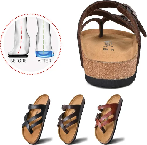 Miniatura 7 de Sandalia con plantilla de corcho, con espuma viscoelástica, con soporte de arco y comodidad, para mujer