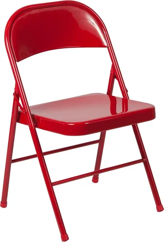 Miniatura 13 de Flash Furniture Paquete de 4 sillas plegables de metal gris con doble refuerzo de la serie HERCULES