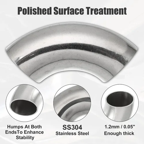 Miniatura 4 de X AUTOHAUX 2 piezas OD 1 pulgada 90 grados 1.2mm de espesor codo curvo de mandril SS304 tubo curvado de acero inoxidable codo de tubo de escape