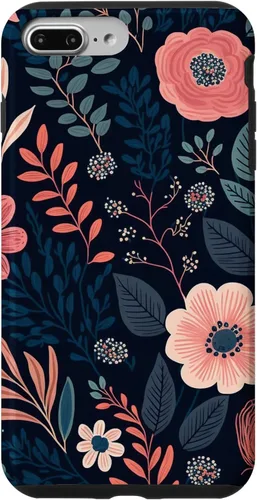Miniatura 11 de Boho Navy Blue and Pink Floral Botanical Pattern Flower Art Case for iPhone 17