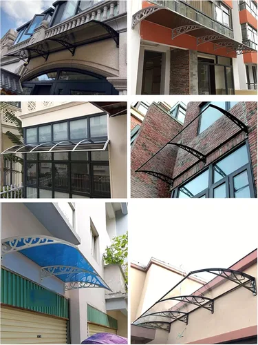 Miniatura 7 de Toldo para ventana de puerta curvada azul silencioso, toldo de lluvia, toldo de policarbonato para puerta delantera, toldo de patio, bloqueo