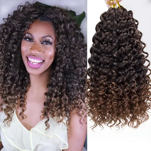 Miniatura 47 de GoGo Curl Crochet Hair 18 pulgadas onda de agua pelo sintético bohemio ganchillo trenzado jengibre onda profunda extensiones de cabello trenzado
