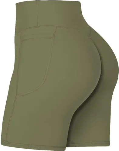 Sunzel Pantalones cortos de ciclismo sin costuras frontales para mujer con bolsillos, pantalones cortos de yoga, entrenamiento, gimnasio, ciclismo,