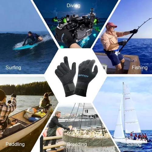 Miniatura 6 de nitescuba Aquanic - Guantes de neopreno de 0.118 pulgadas (0.118 in), guantes de invierno cálidos con correa ajustable para la cintura para pesca