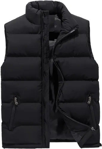 Miniatura 5 de WENKOMG1 Chaleco acolchado de invierno para hombre, ligero, plegable, con cremallera, sin mangas, resistente al agua