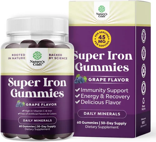 Miniatura 10 de Gomitas de suplemento de hierro extra fuertes para mujeres y hombres, hierro masticable con vitamina C y complejo B para constructor de sangre