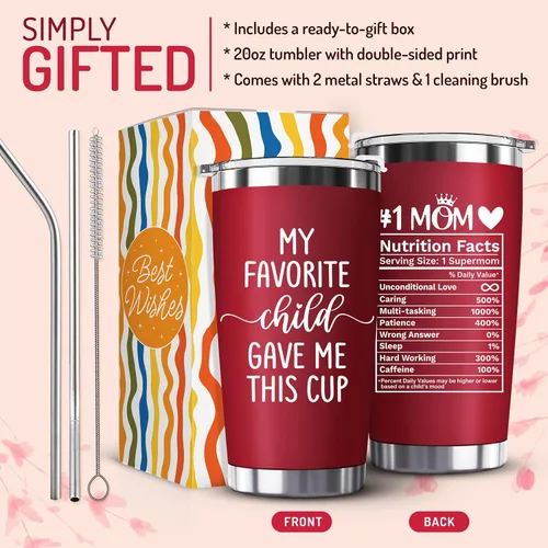 Miniatura 3 de Regalos de Navidad para mamá de hija, hijo, niños, esposo – Regalo divertido para mamá – Taza de café para mamá «Mi hijo favorito me dio esta taza»