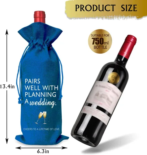 Miniatura 2 de Bolsa de vino Regalo de boda para señor y señora - Regalo de compromiso J14-Azul
