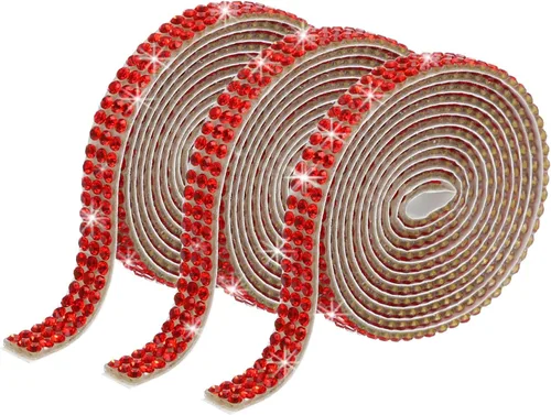 Miniatura 29 de MECCANIXITY 3 rollos de cinta de diamantes de imitación autoadhesiva de 3 yardas y 0.315 in para proyectos de artes y manualidades, pasteles de Beige